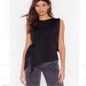 NWT Nasty Gal Slinky Crew Neck Top Black size 4